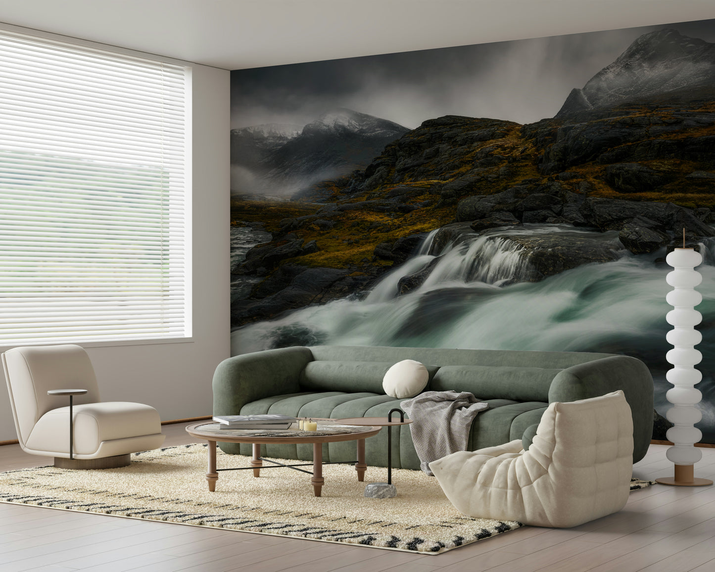 Noir Mountain Flow Wall Mural -2626530