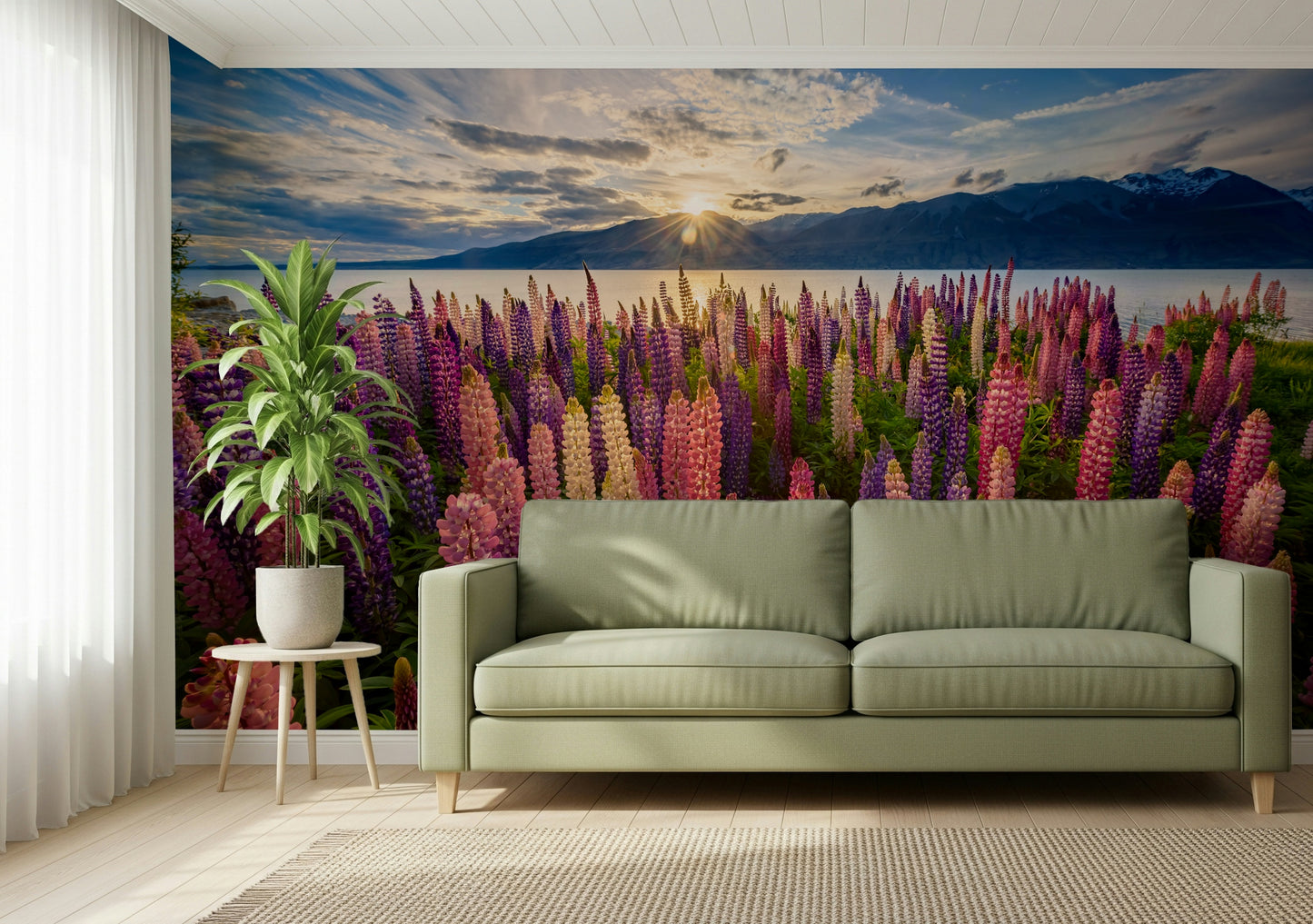 Floral Lake Dawn Wall Mural -2306485