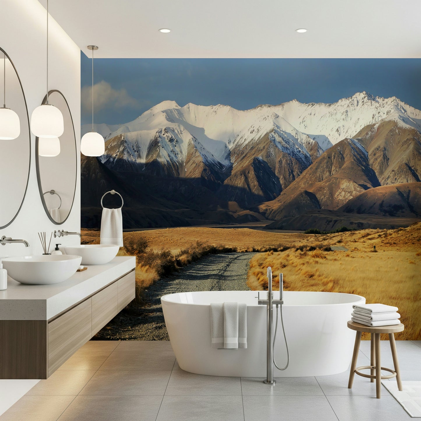 Snowy Peaks Path Wall Mural -2563227