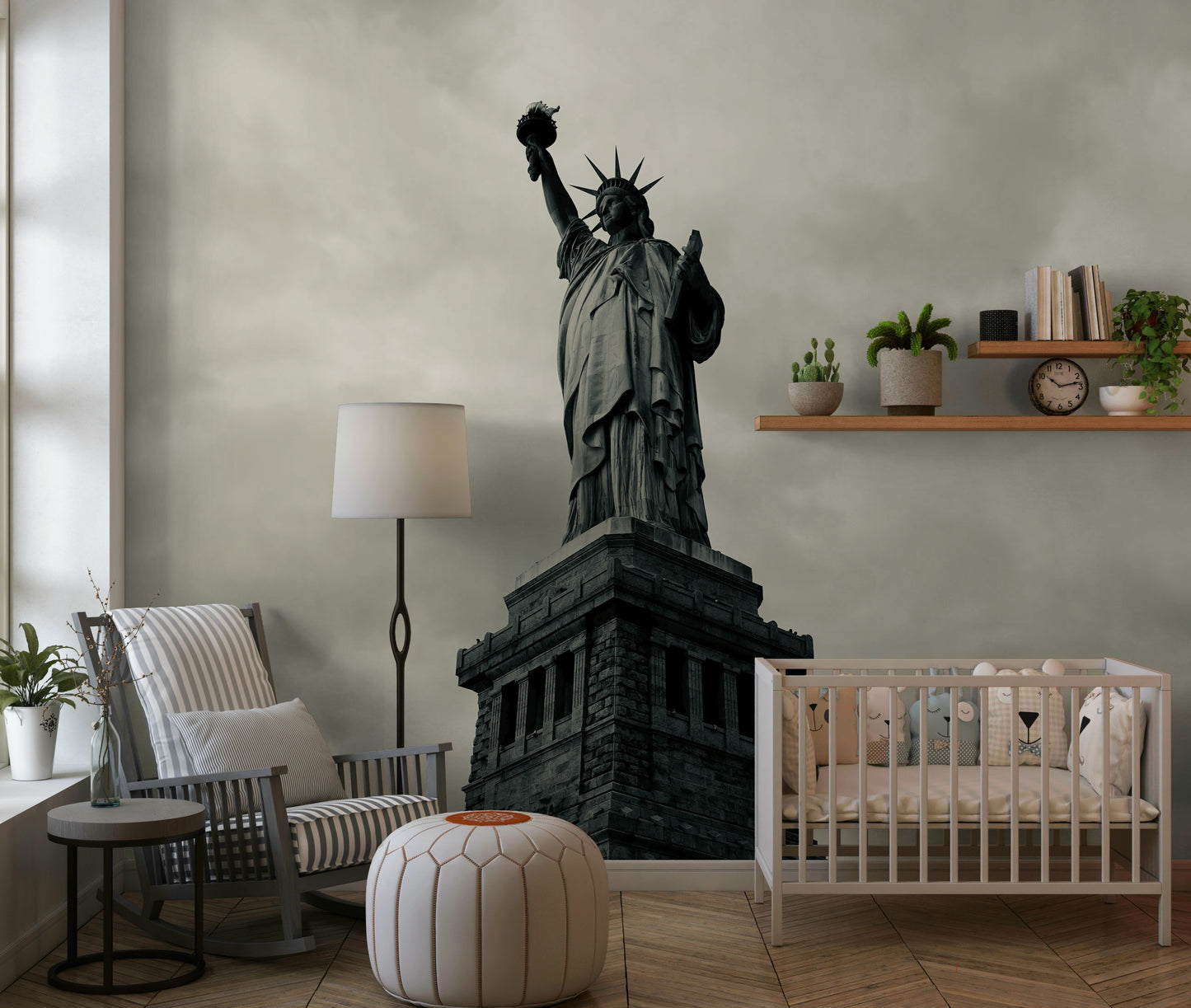 Liberty's Monochrome Gaze Wall Mural