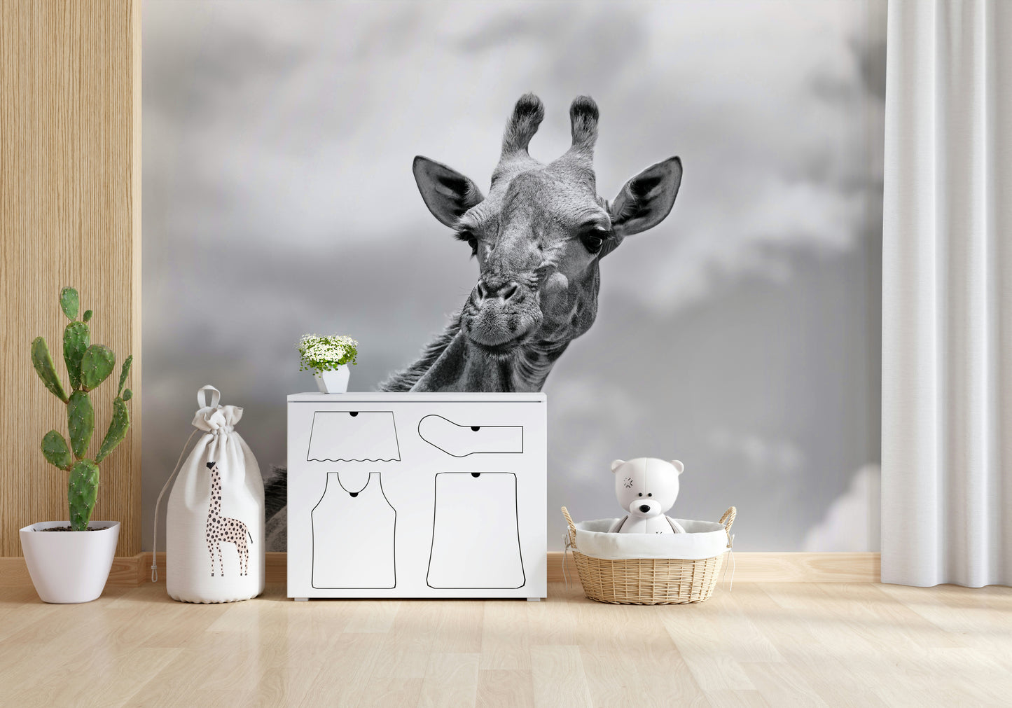 Giraffe in Gray Wall Mural -2322109