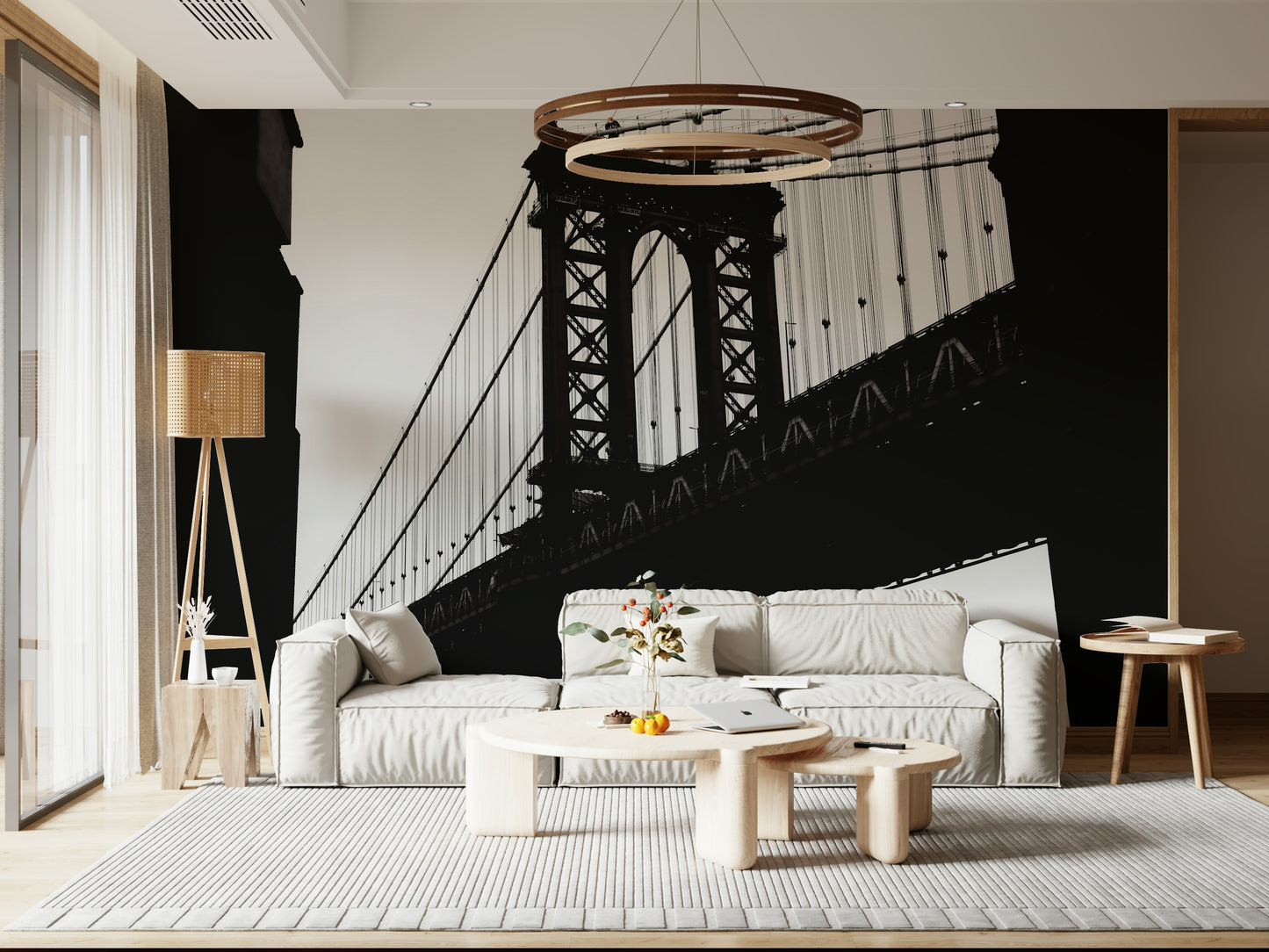 Urban Span Wallpaper — elegant city bridge silhouette with minimalist urban design.