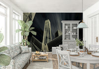 Wall mural depicting the energy and drama of New York City architecture.