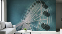 Dreamy Ferris wheel wall mural evoking calm, nostalgic amusement park scenes.