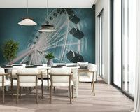 Artistic Ferris wheel wall mural capturing fun and nostalgic moments.