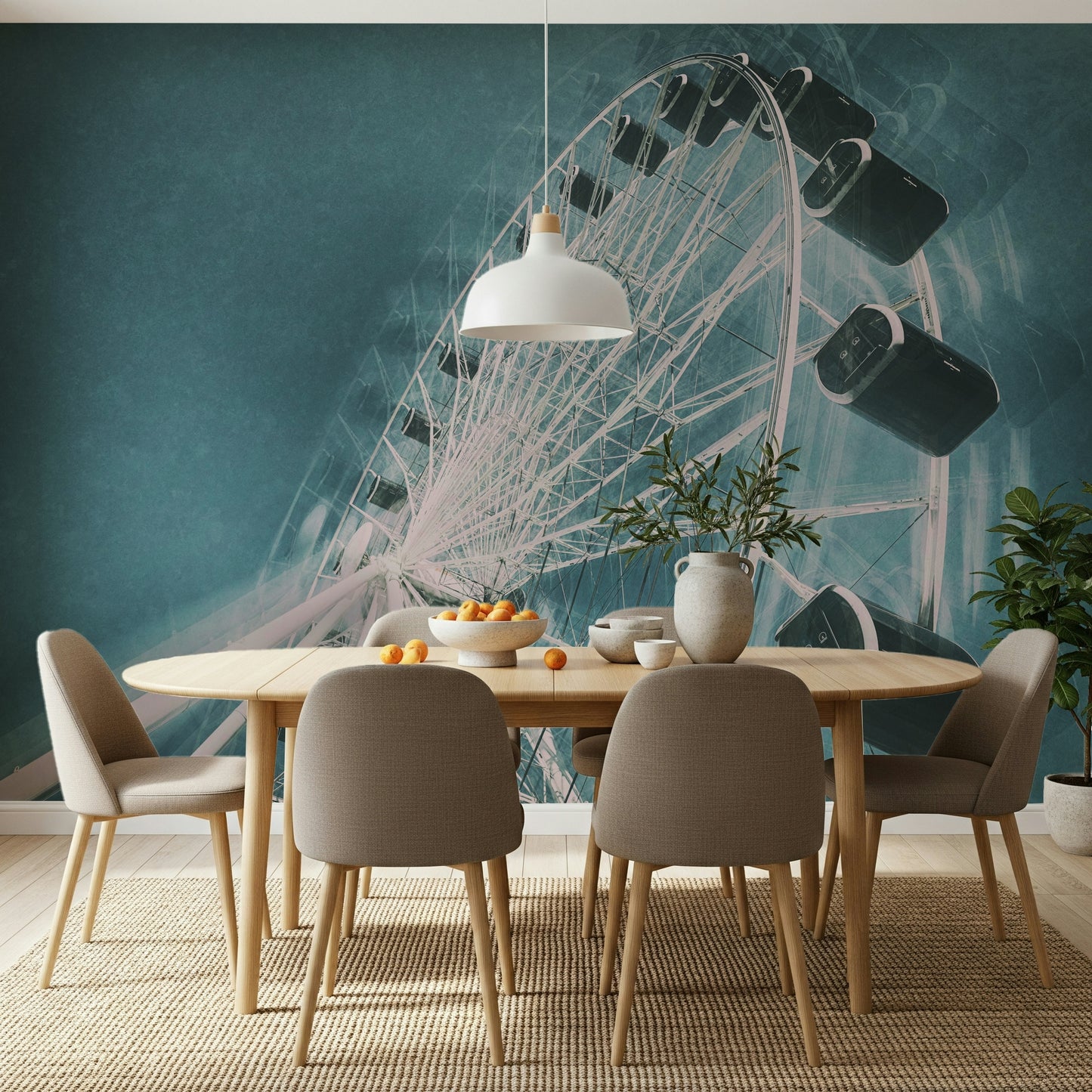 Ferris Wheel Sky Gaze wallpaper creating a whimsical, playful atmosphere.