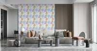 Hand-painted impasto floral wallpaper with a charming, textured look.