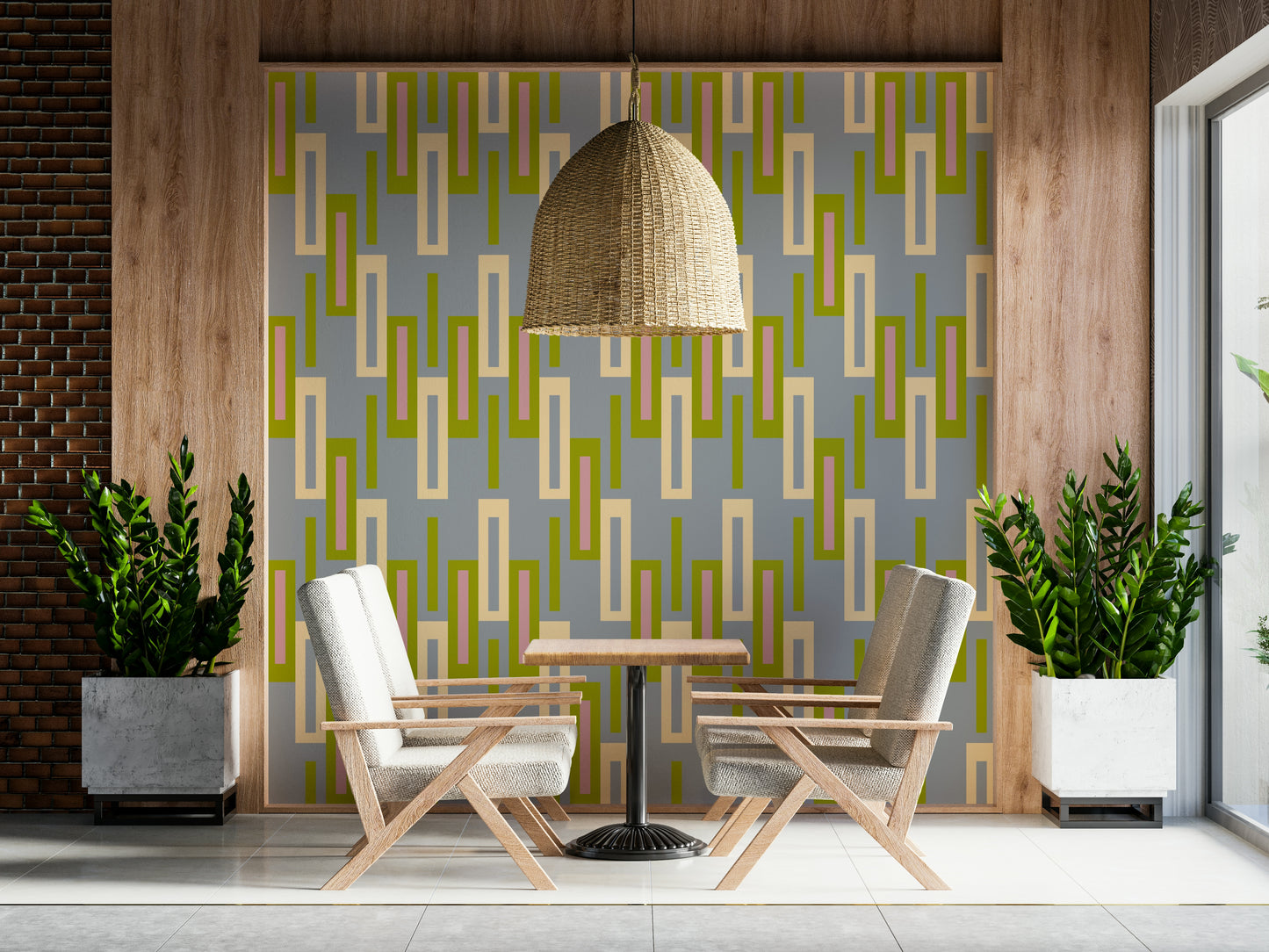 Abstract geometric moderno wallpaper with a clean, modern aesthetic.