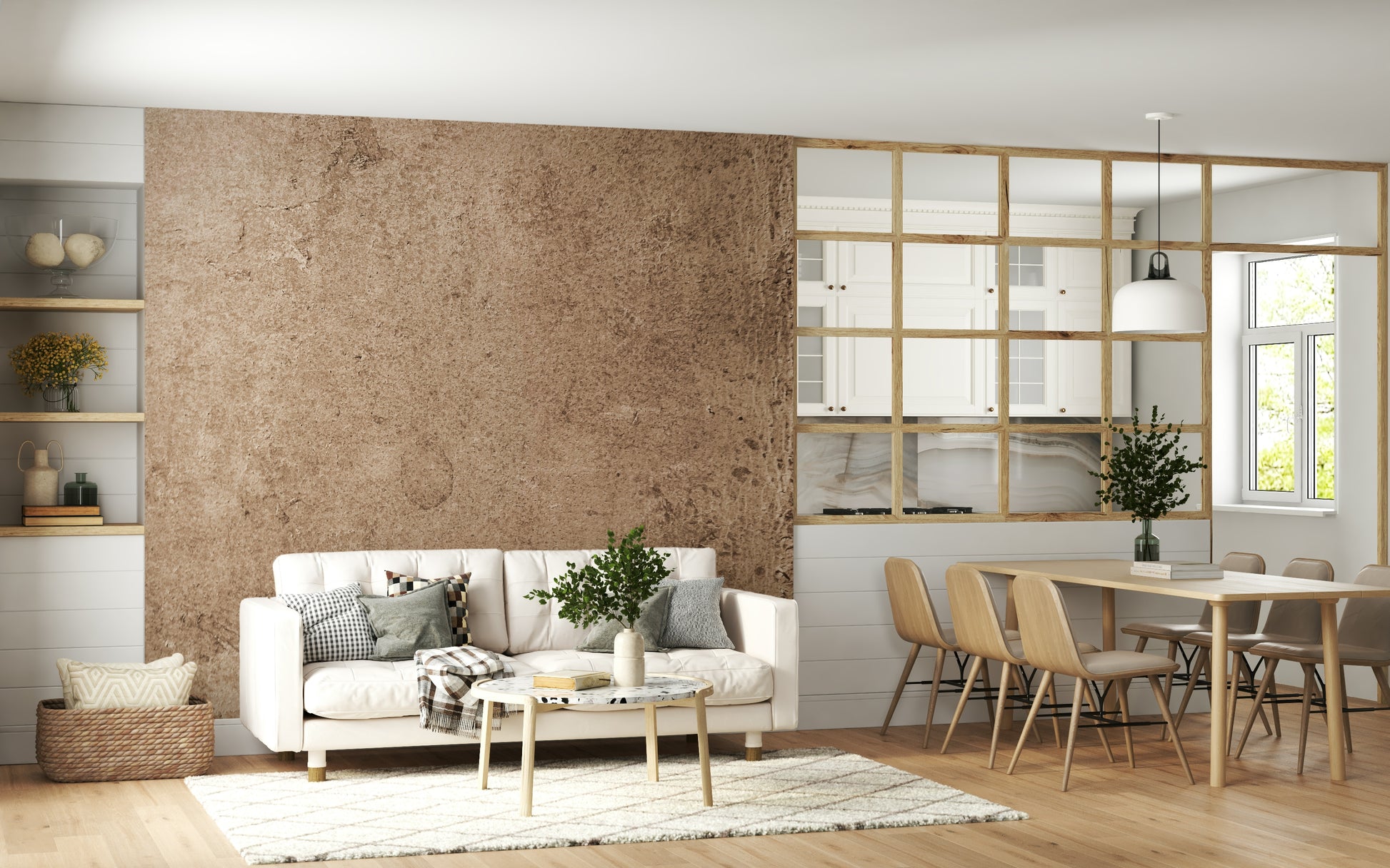 Peach Leather Finish Wallpaper Mural – Warm and textured aged leather effect in peach tones, adding charm and sophistication to walls.
