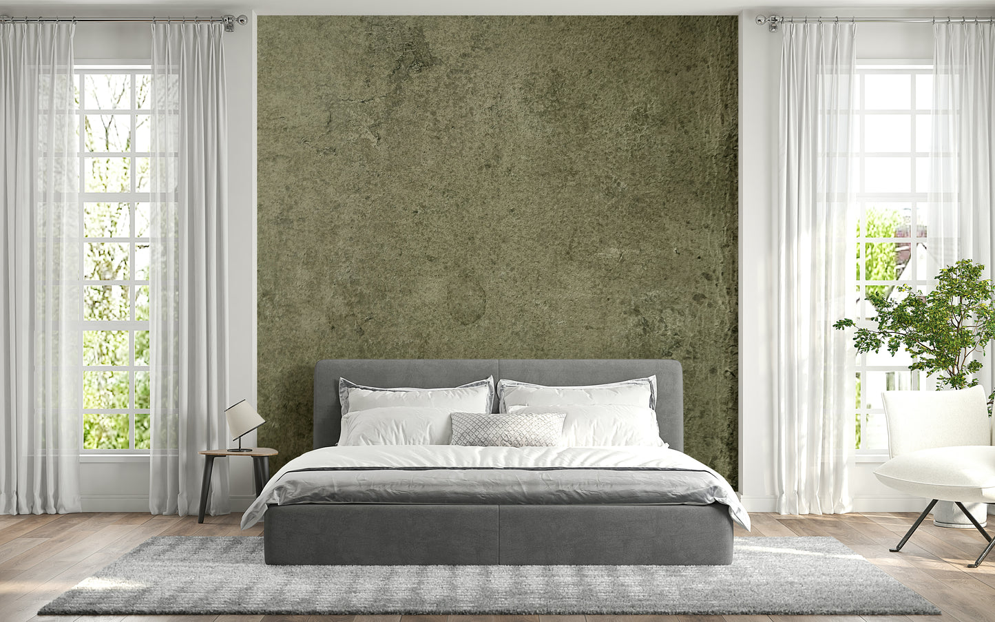 Rustic Olive Leather Wall Mural – Realistic aged leather finish in greenish tones for a luxurious yet earthy atmosphere.