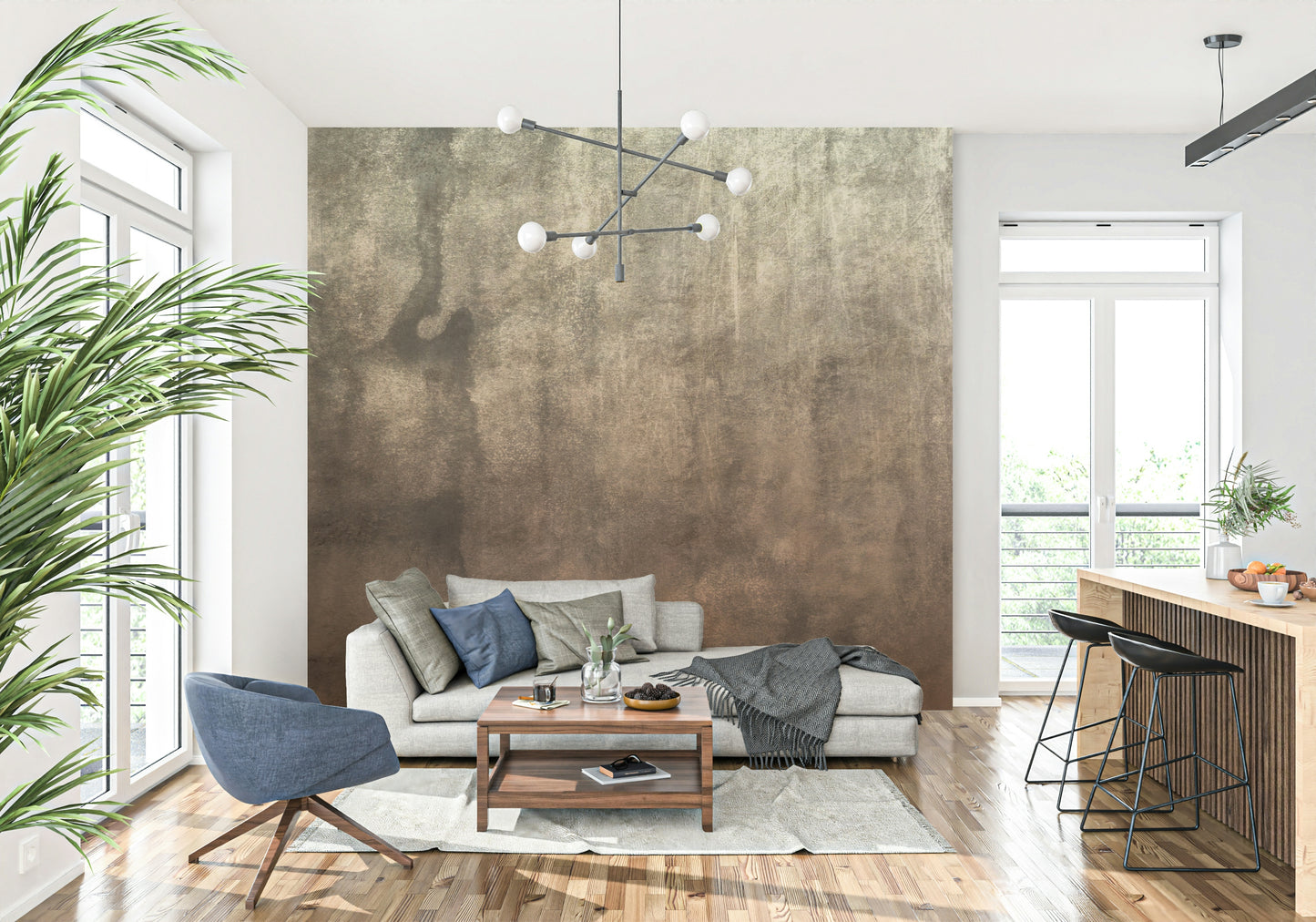 Earthy Textured Watercolour - Mushroom Wall Mural