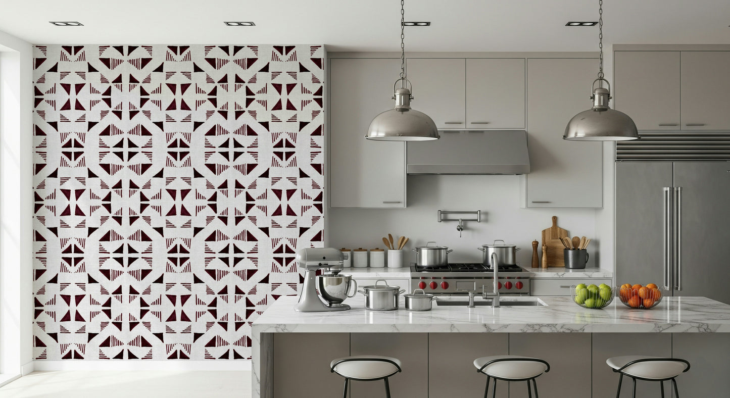 Triangles Composition Burgundy Wallpaper⁠