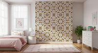 Triangles Composition Golden Wallpaper featuring geometric triangles in warm gold and beige tones.