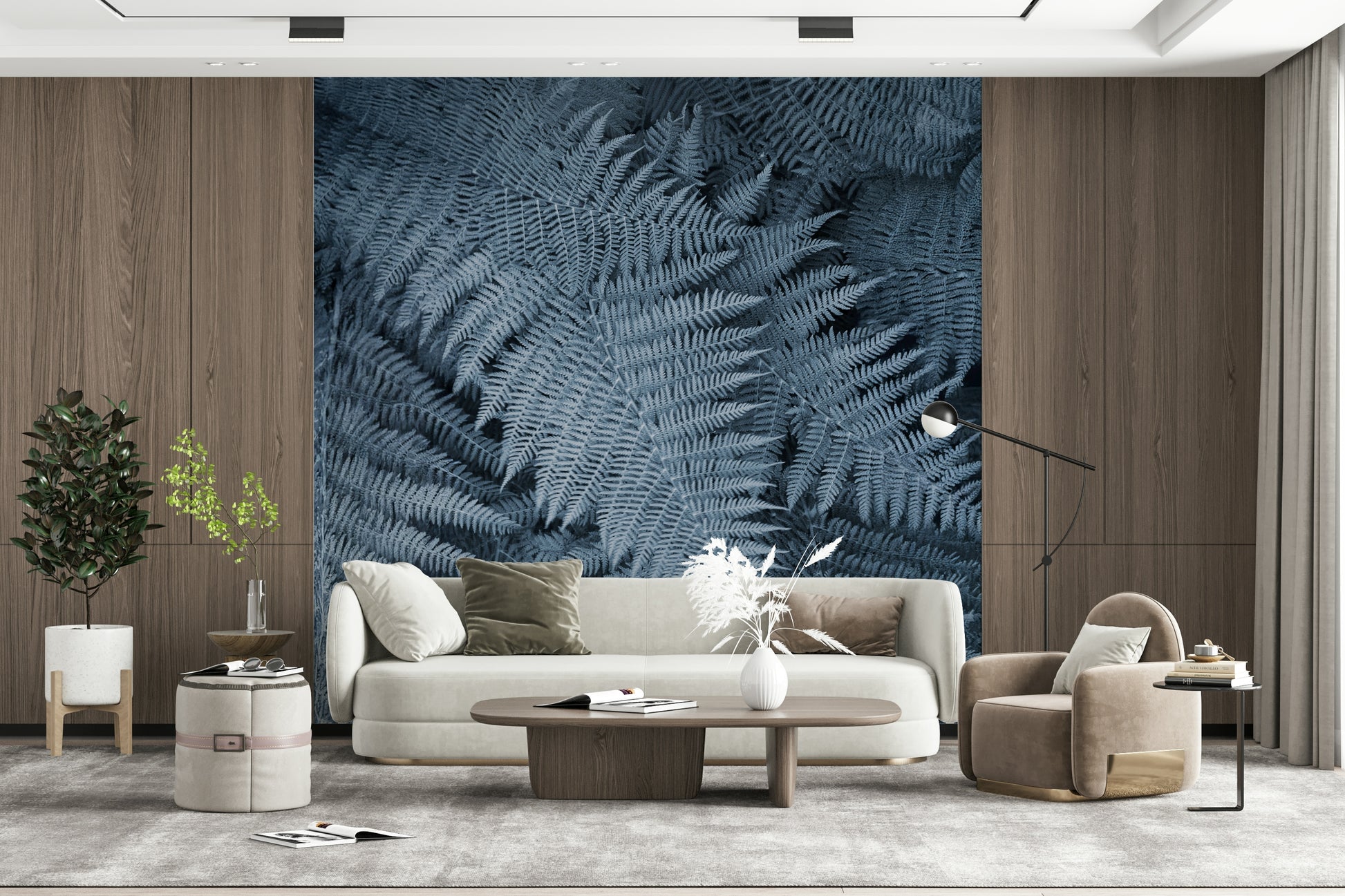 Frosted Fern Delight Wall Mural — elegant fern patterns with subtle icy textures.