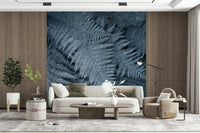 Frosted Fern Delight Wall Mural — elegant fern patterns with subtle icy textures.