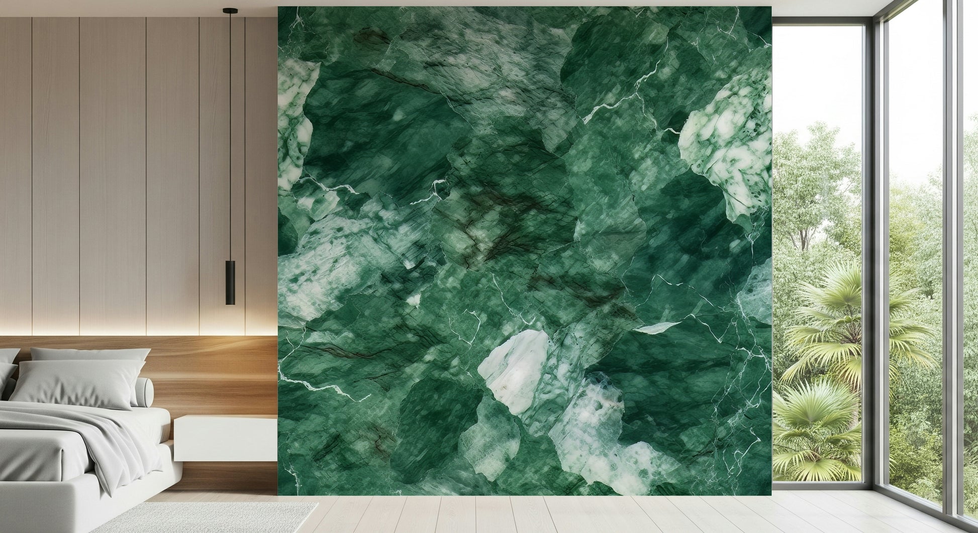 Decorative mural featuring striking emerald marble textures for stylish interiors.