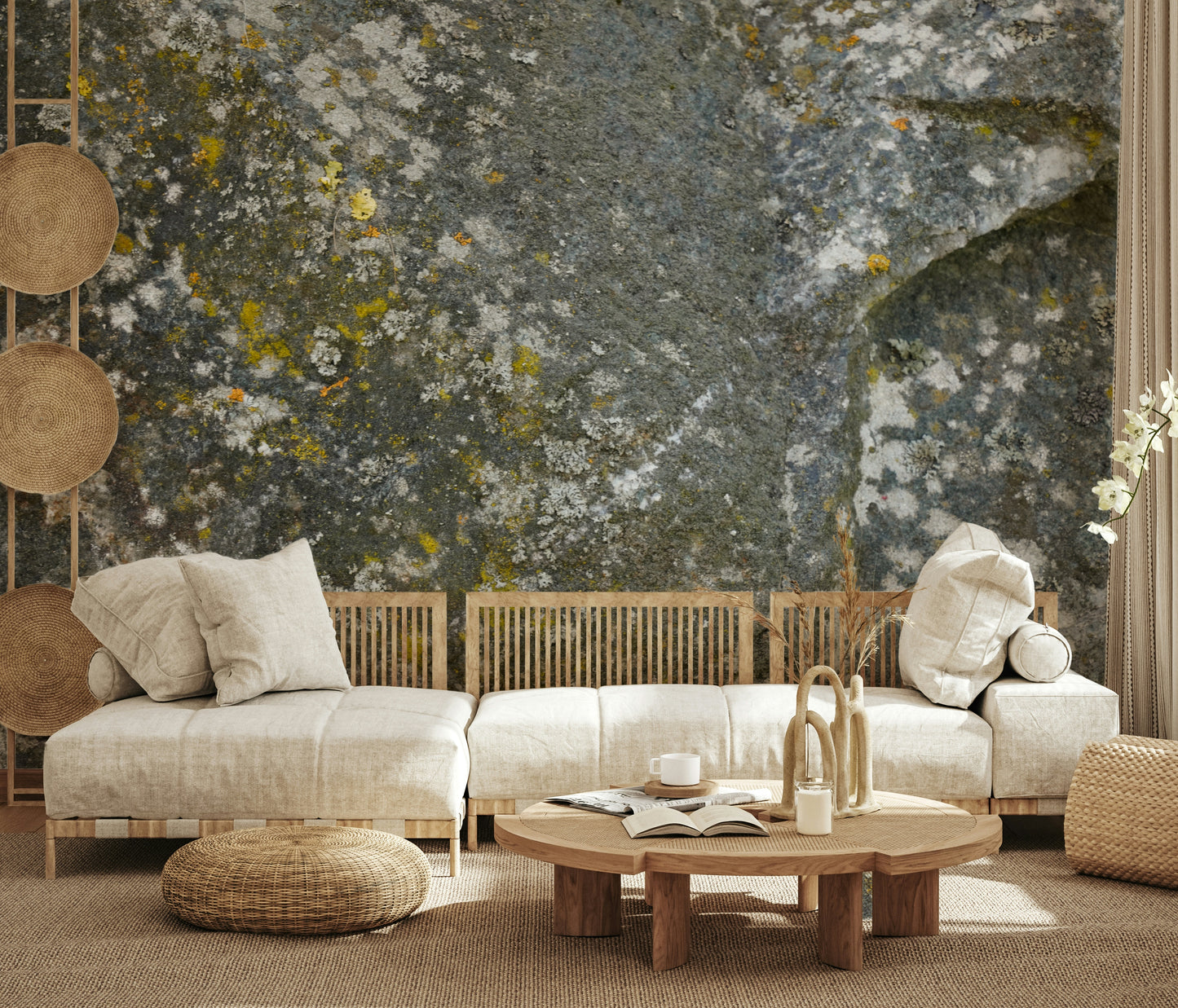 Stone Texture Wall Mural — realistic stone design adding depth and warmth to interiors.