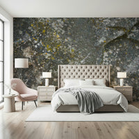 Decorative wall mural showcasing textured stone surfaces for a rustic, earthy look.