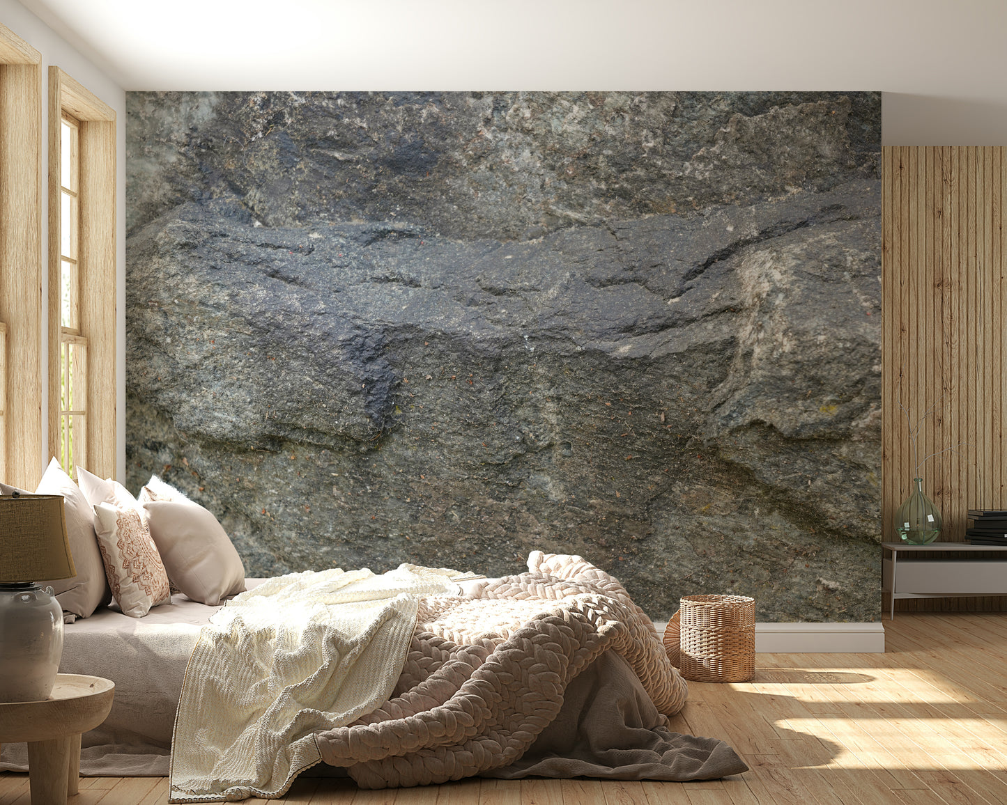 Granite Texture Wall Mural featuring realistic stone patterns in gray and white tones.