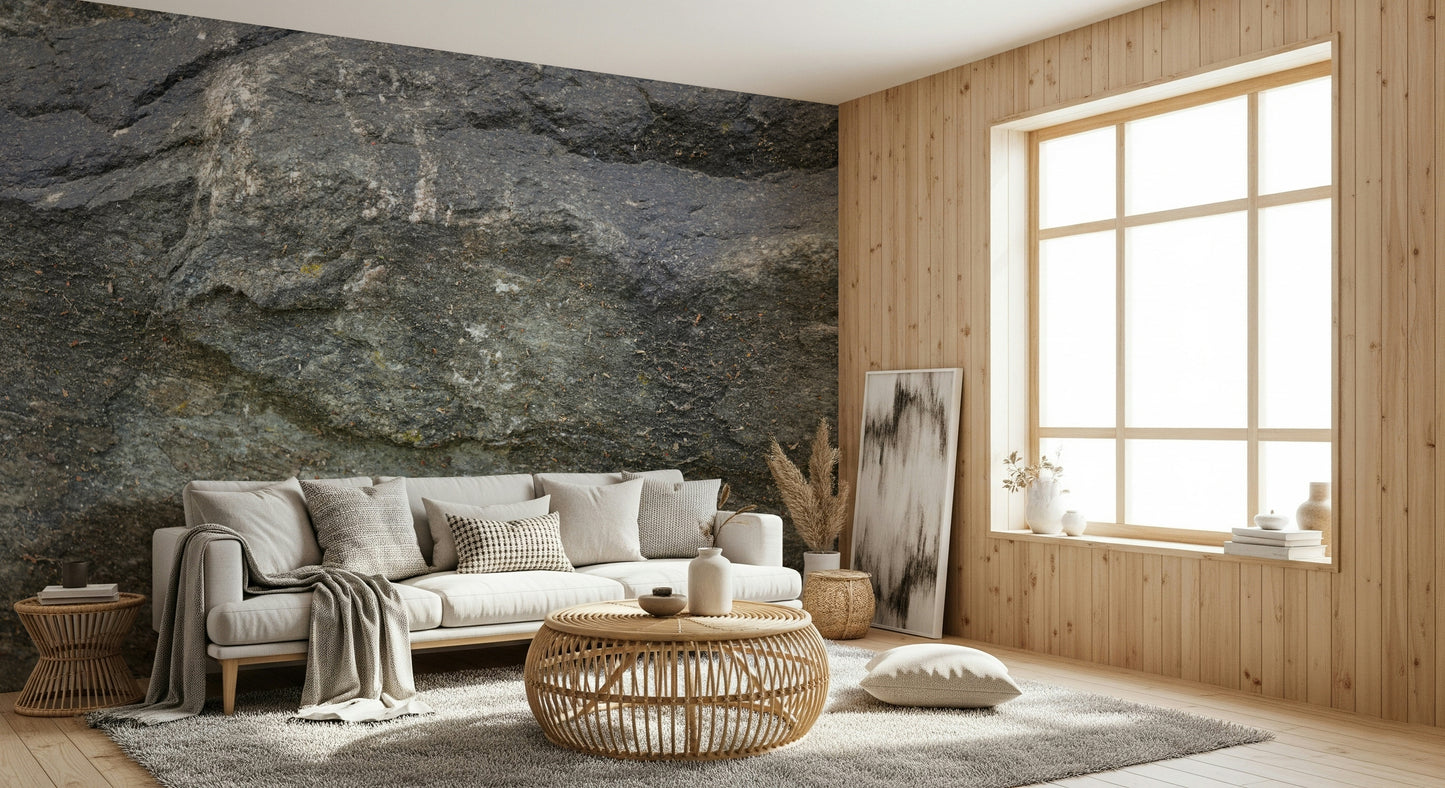 Aged Stone Surface Wallpaper — realistic stone pattern creating a rugged, stylish look.
