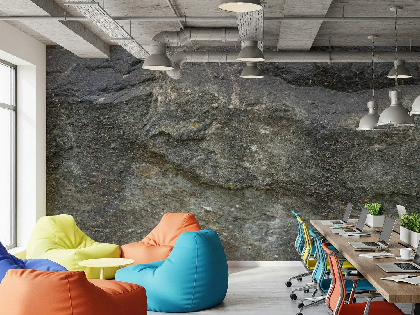 Decorative mural featuring realistic aged stone surface for contemporary or rustic decor.