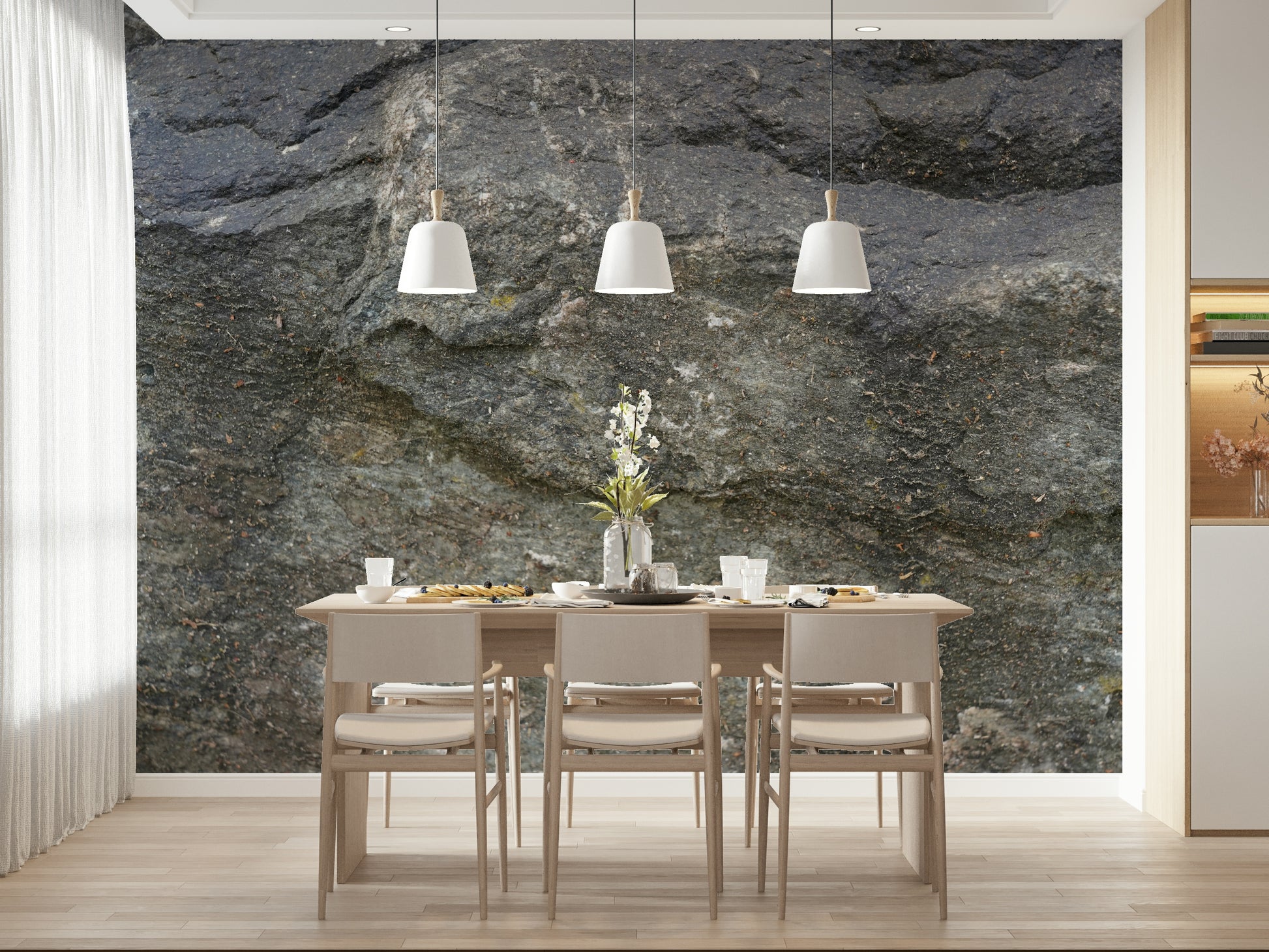Rustic stone wallpaper with natural cracks, weathered textures, and earthy tones.