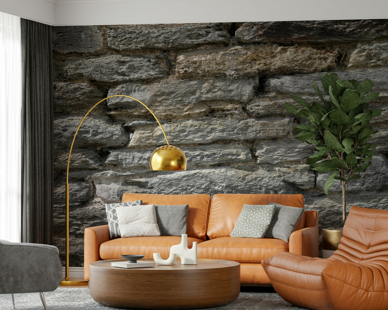 Gray Stone Wall Texture Wall Mural -2566578