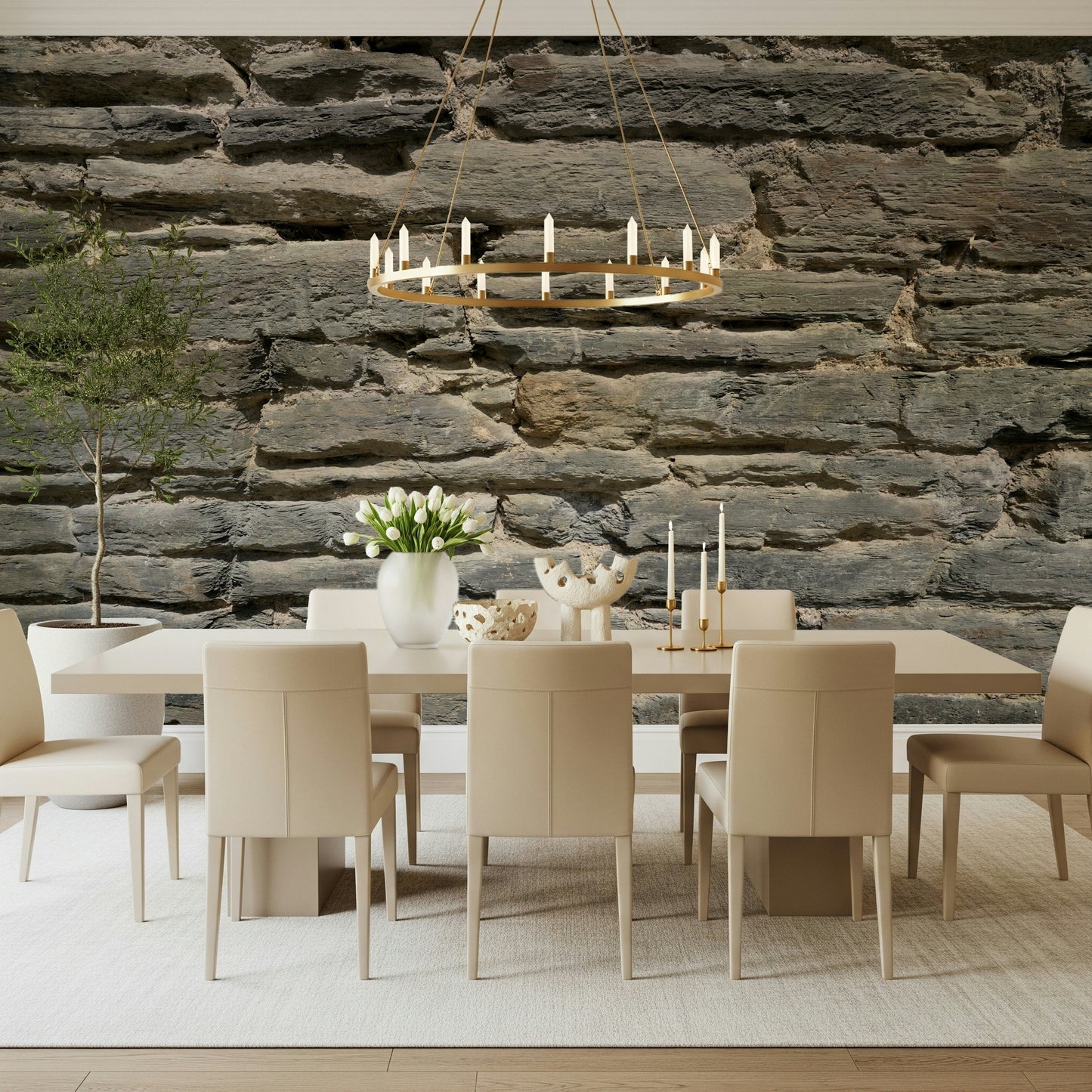 Grey Stone Layers Wall Mural -2566575