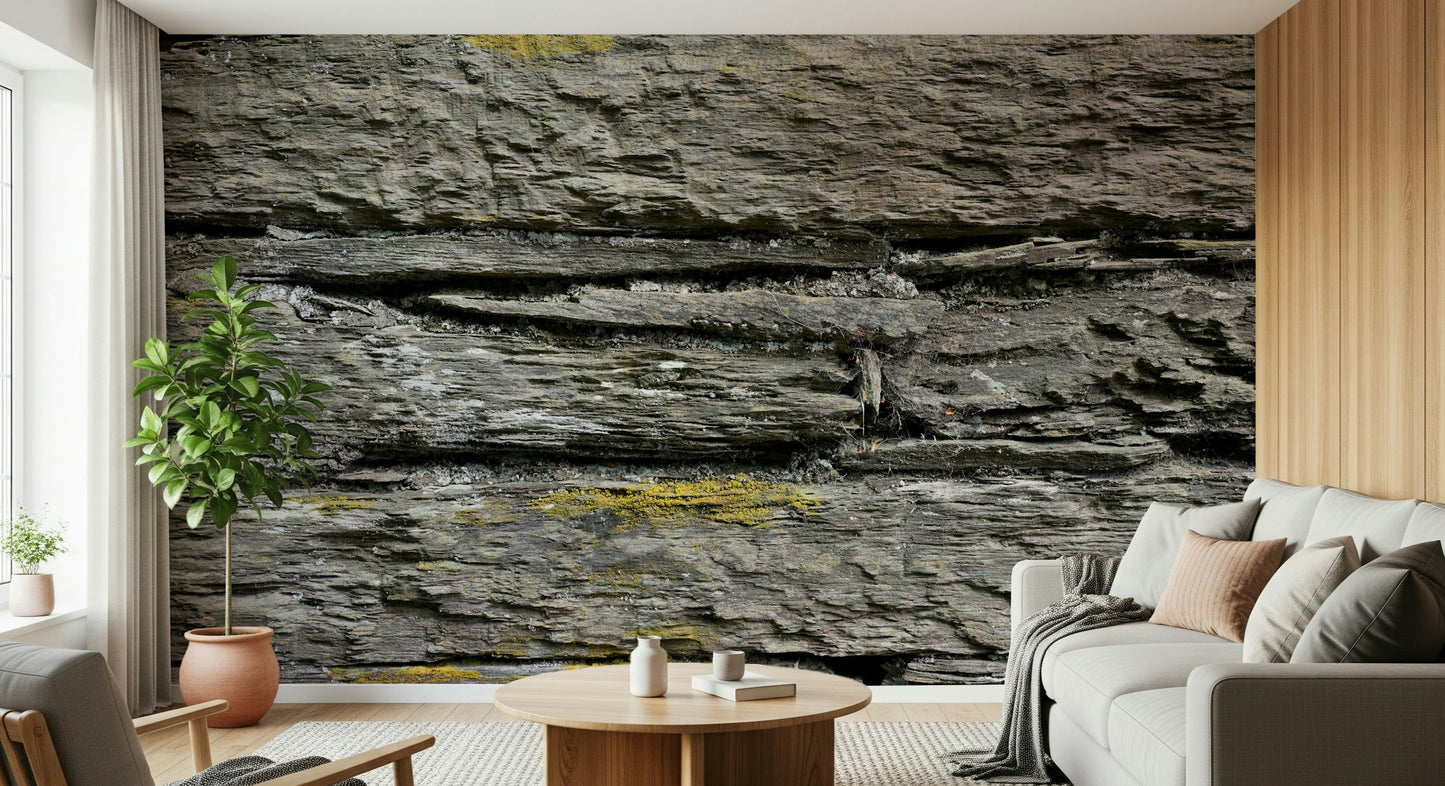 Rustic Stone Layers Wall Mural with stacked stone patterns creating depth and visual interest.