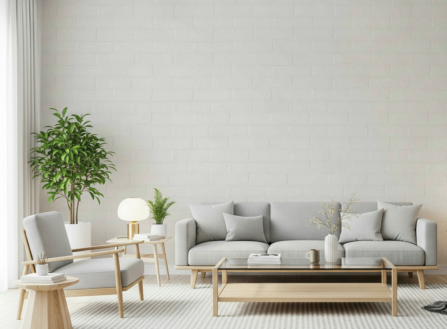 Textured wall mural with whitewashed plaster effect for minimalist, coastal, or Scandinavian décor.
