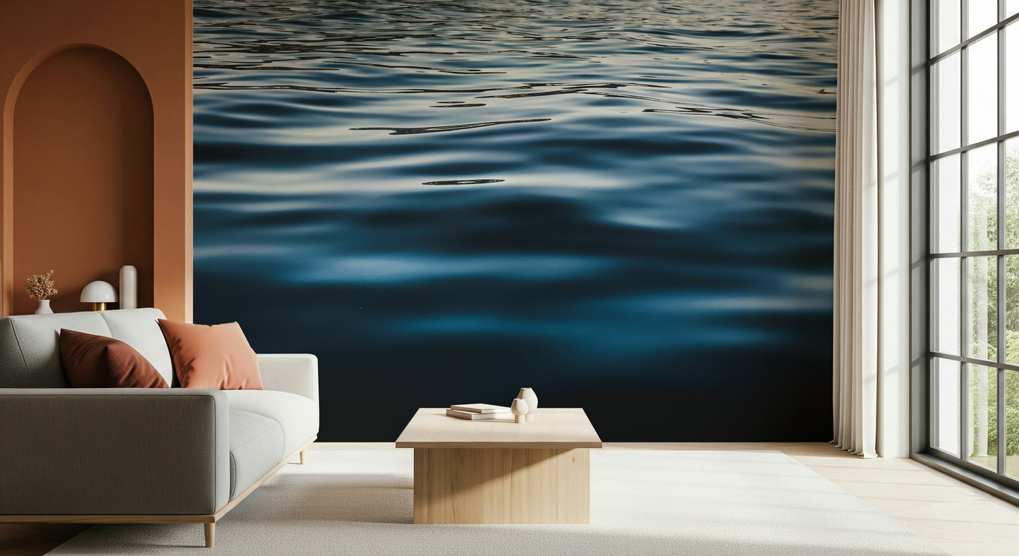 Textured ocean wallpaper mural showcasing deep blue waters for bedrooms, living rooms, or offices.