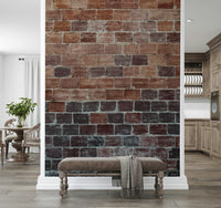 Vintage-inspired brick wallpaper mural with realistic mortar lines and rough surfaces for accent walls.