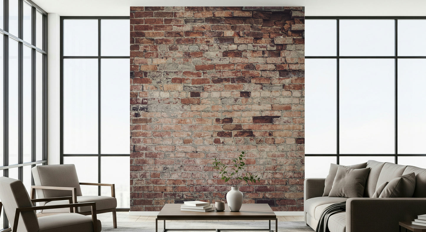 Urban-inspired textured wallpaper mural with authentic worn surfaces for contemporary interiors.