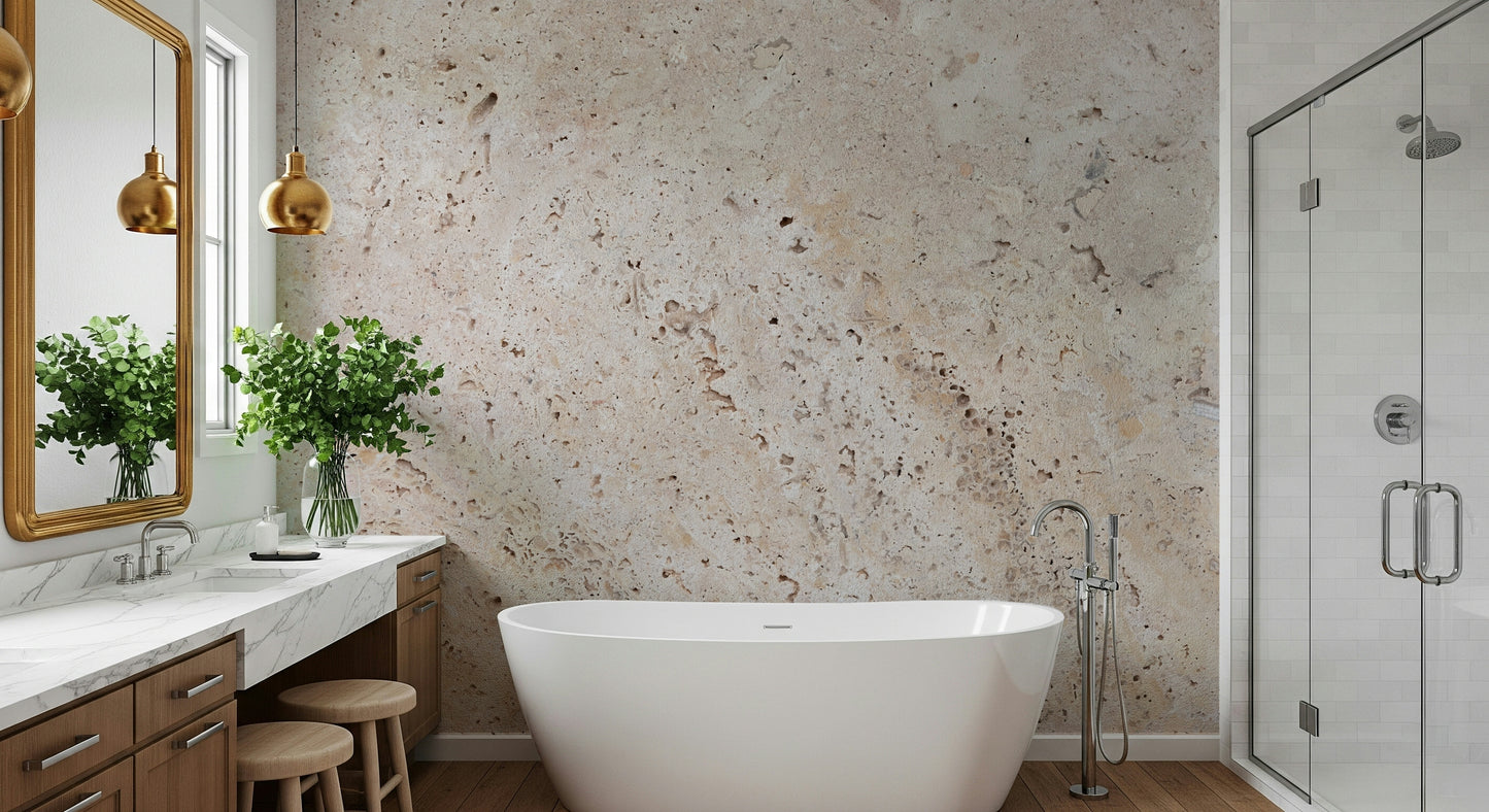 Subtle Beige Stone Wall Mural featuring light natural stone textures in soft neutral tones for calming interiors.