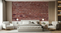 Realistic terracotta brick wallpaper mural with layered bricks and natural shading for accent walls.