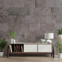 Rustic Block Wall Mural with tactile stone-like surfaces and warm neutral tones for stylish décor.
