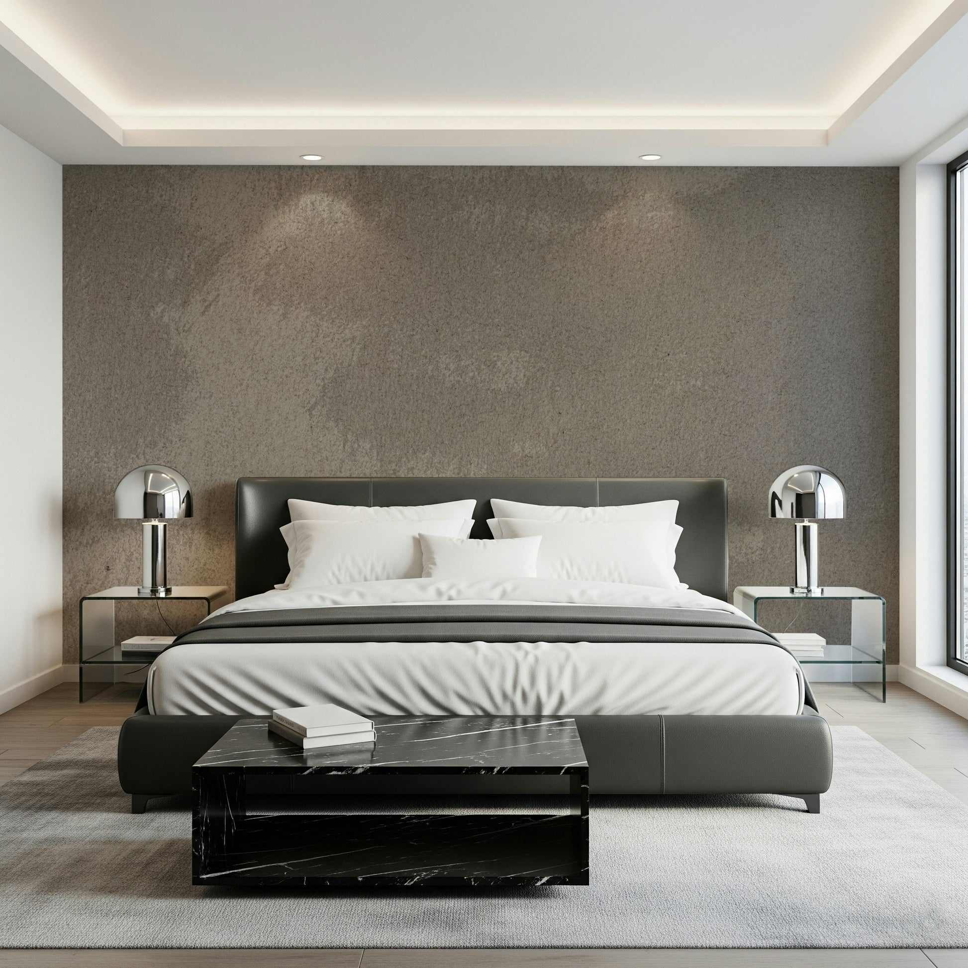 Textured wall mural with layered stone patterns and mottled color variations for a realistic stone effect.