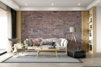 Rustic brick texture wallpaper mimicking vintage wall surfaces for cozy, warm interiors.