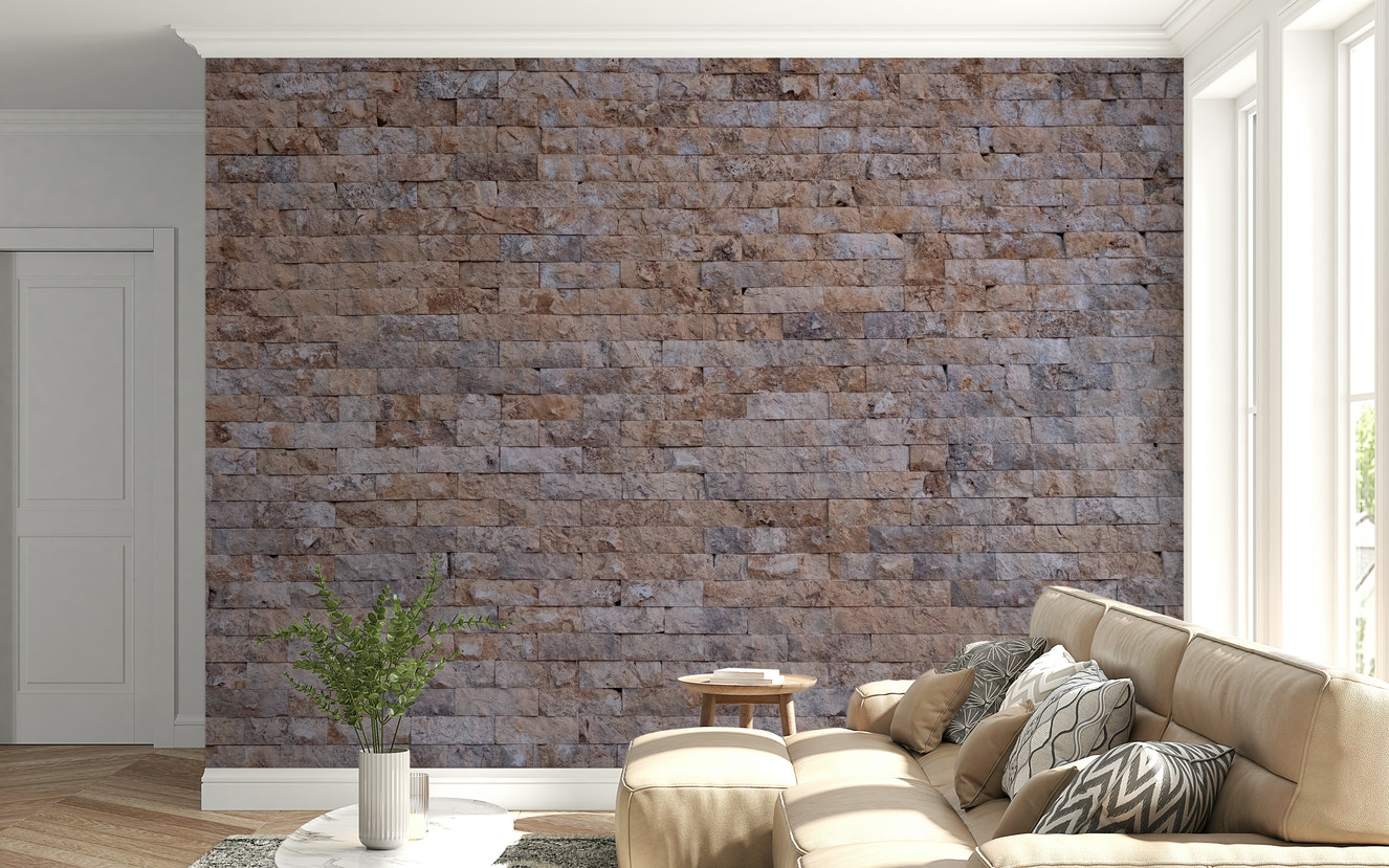 Textured Brick Wall Mural featuring realistic red and brown brick patterns for industrial-style interiors.