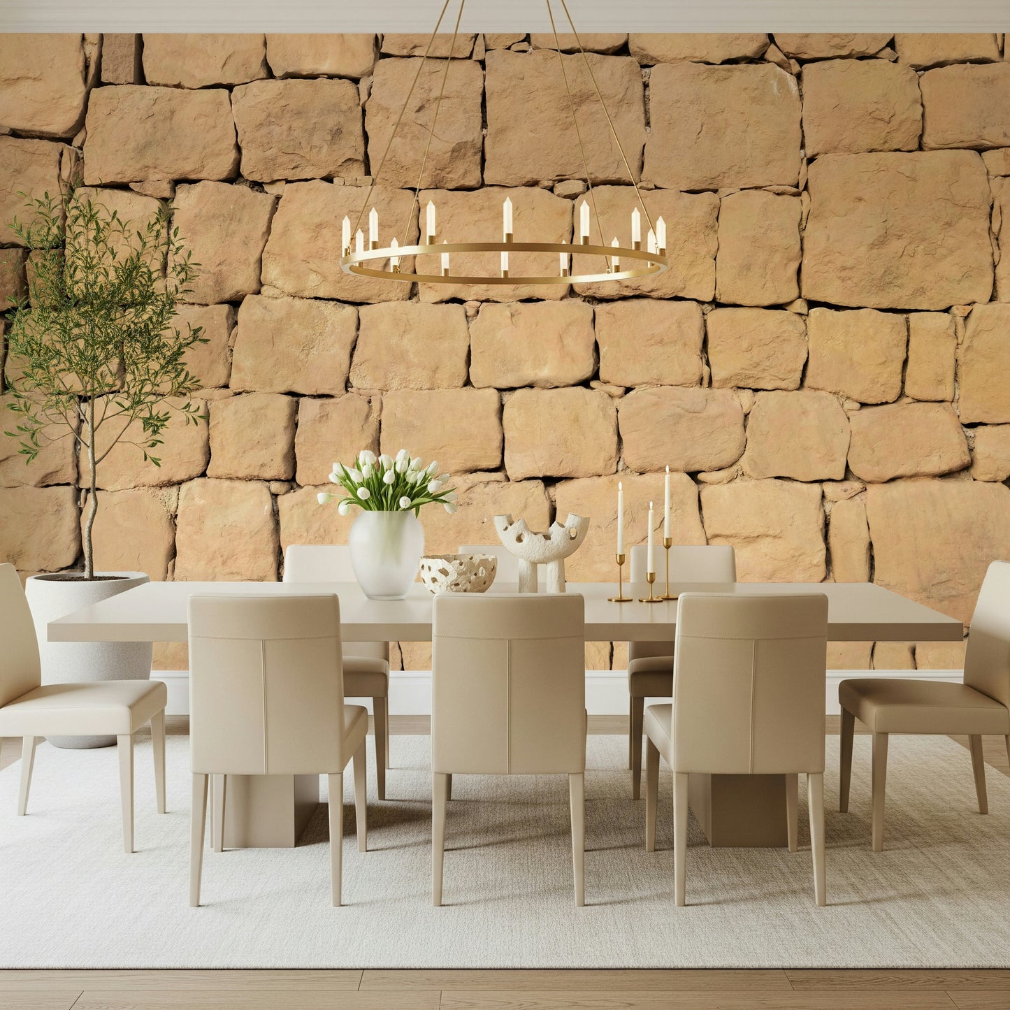 Natural earthen texture wallpaper mimicking hand-finished clay walls for artisan-style interiors.