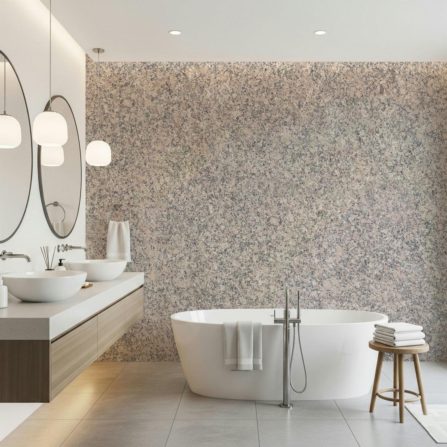 Decorative wall covering showcasing layered stone surfaces with balanced design