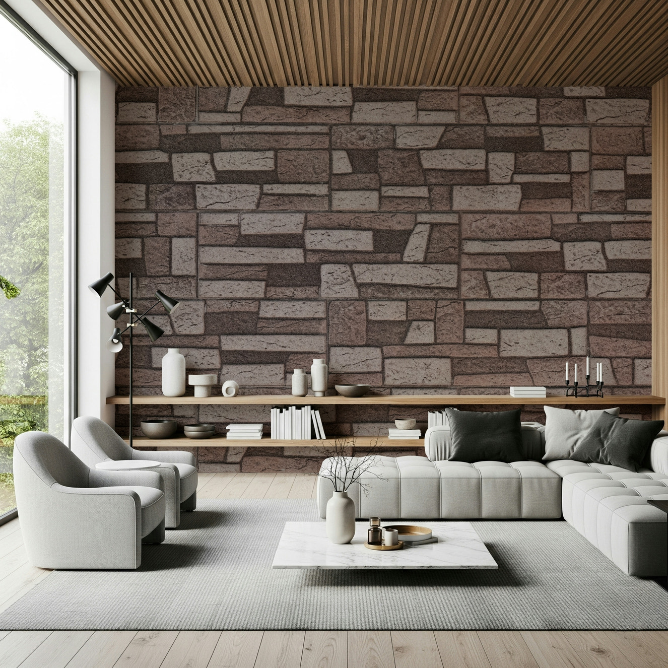 Wall mural featuring rustic red brickwork with charming vintage textures