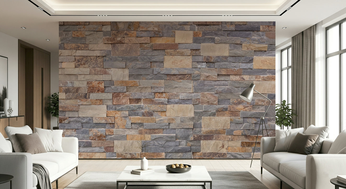 Decorative wall covering showcasing stacked stone patterns