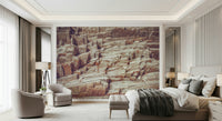 Realistic wall mural featuring natural rock textures and rugged stone patterns