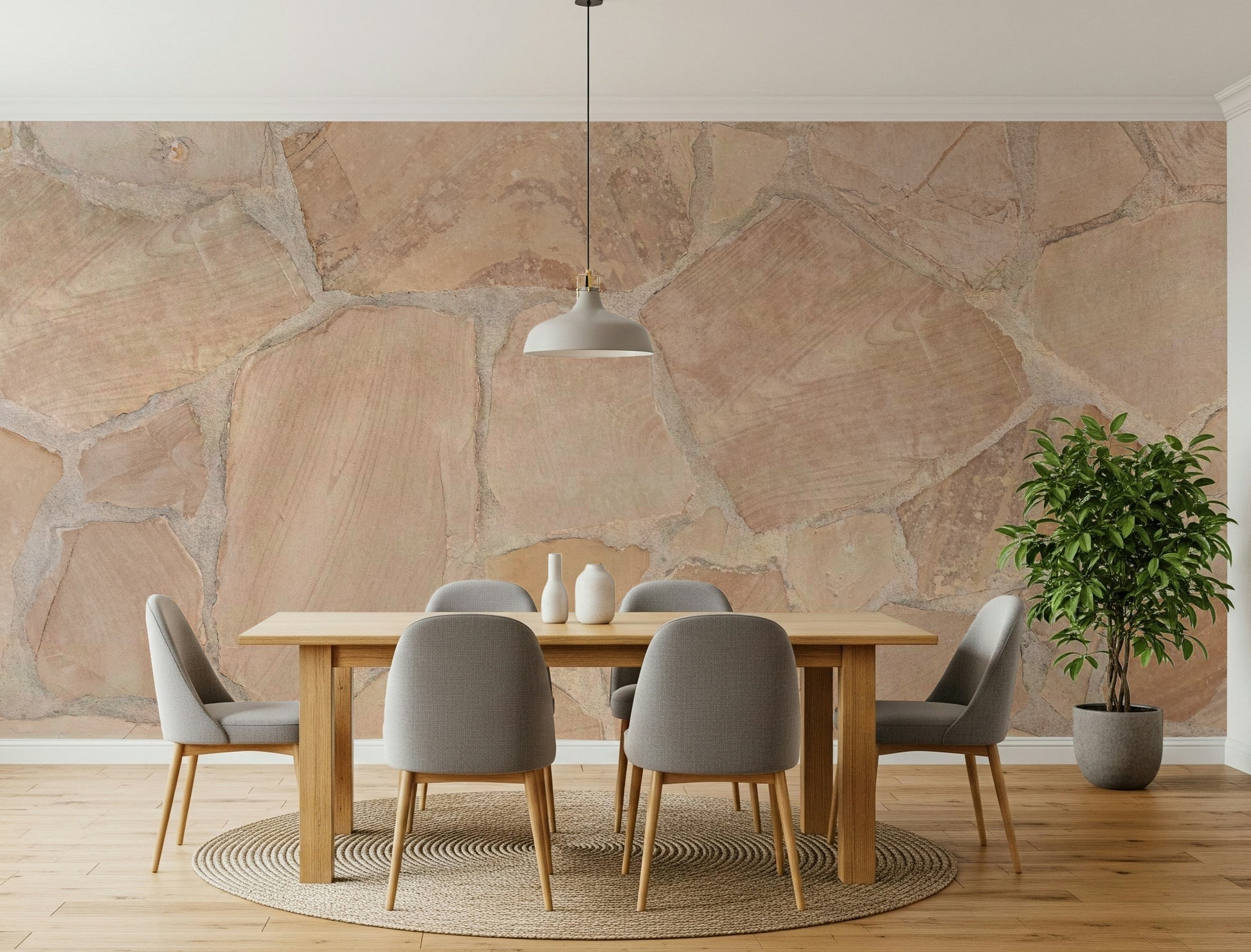 Abstract rustic stone pattern in gray and brown tones, wall mural