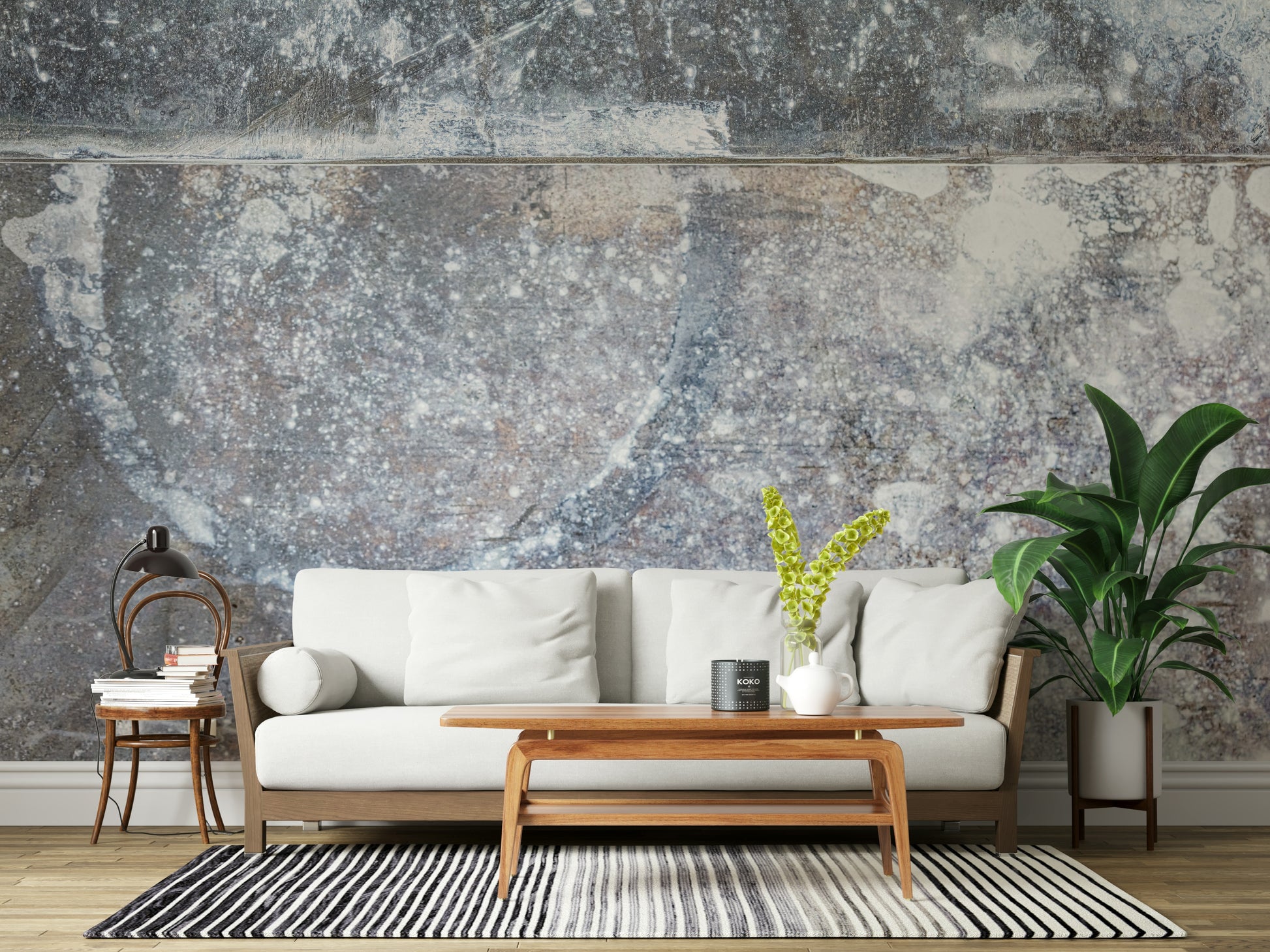 Subtle frosted stone textures in neutral shades, Frosted Slate mural