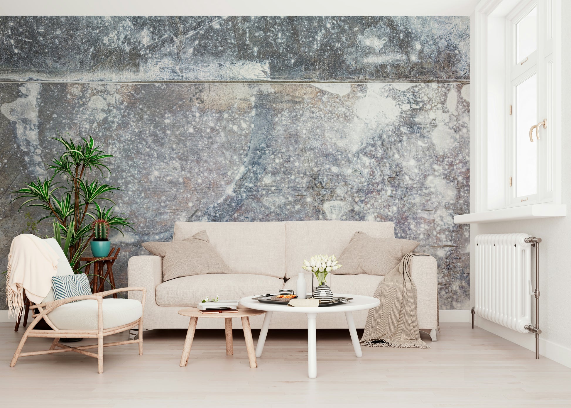 Abstract slate-inspired design with icy frosted effect, decorative wall mural