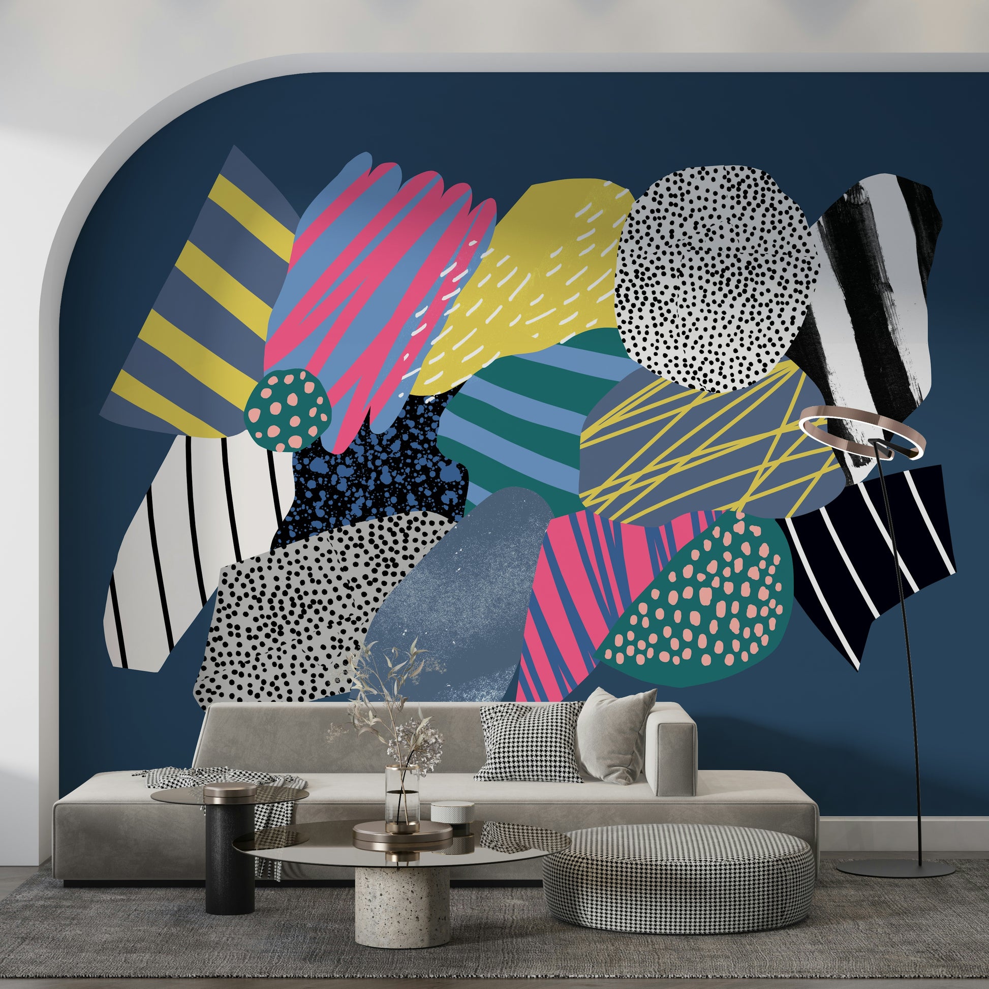 Spaceship Galaxy Wall Mural – Vibrant wallpaper with a spaceship surrounded by stars and cosmic colors.