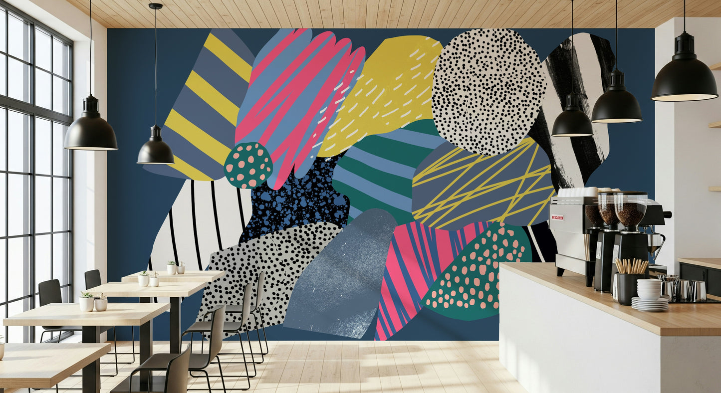 Futuristic Spaceship Wallpaper – Modern wall design featuring a spaceship with glowing lights and space scenery.