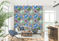Blue Gemstone Pattern Wallpaper – Soft, pastel-inspired wallpaper with jewel-like textures and refined geometric patterns.